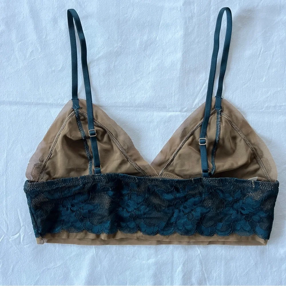 NWOT Intimately by Free People Teal and Nude Mesh and Lace Long Line Bralette M - Picture 5 of 10